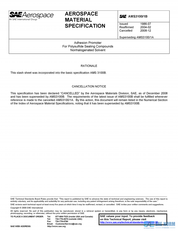 SAE AMS 3100/1 Series PDF