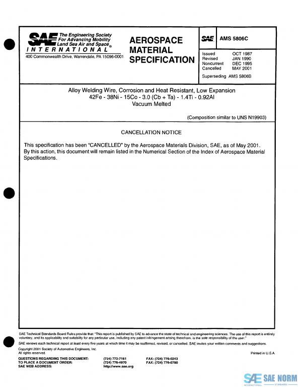 SAE AMS 5806 Series PDF
