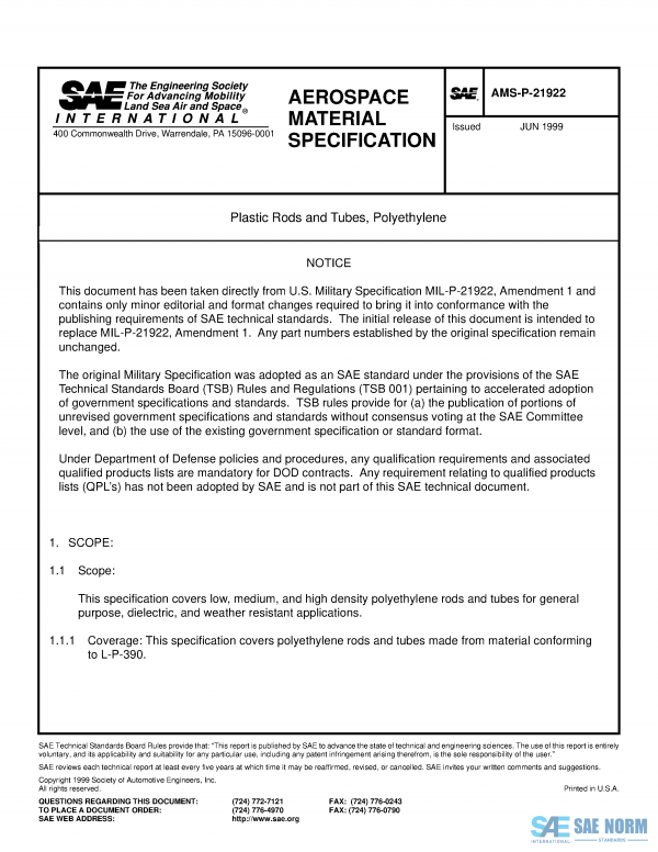 SAE AMSP 21922 Series PDF