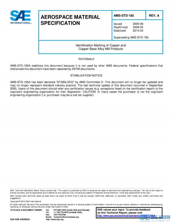 SAE AMSSTD 185 Series PDF