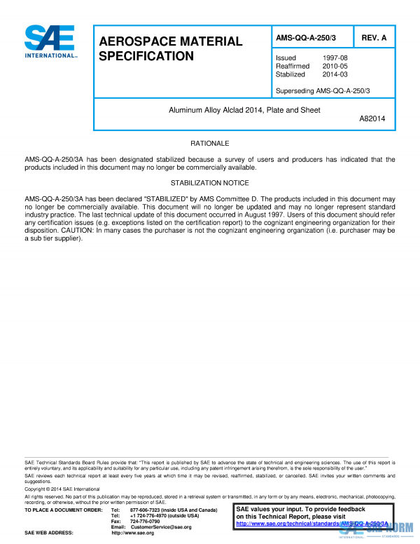 SAE AMSQQA 250/3 Series PDF