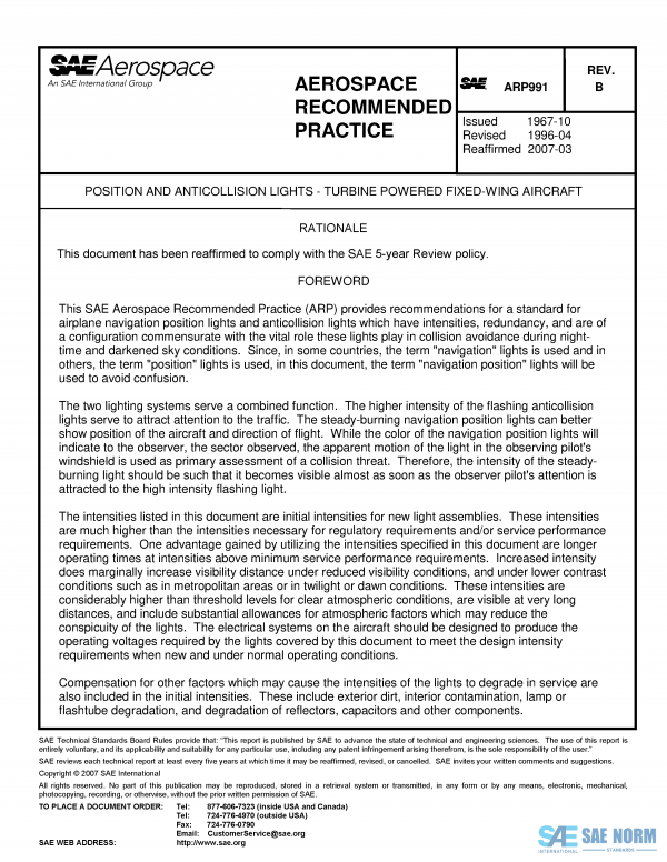 SAE ARP 991 Series PDF