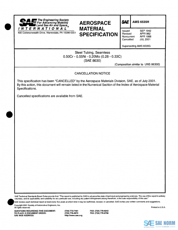 SAE AMS 6535 Series PDF