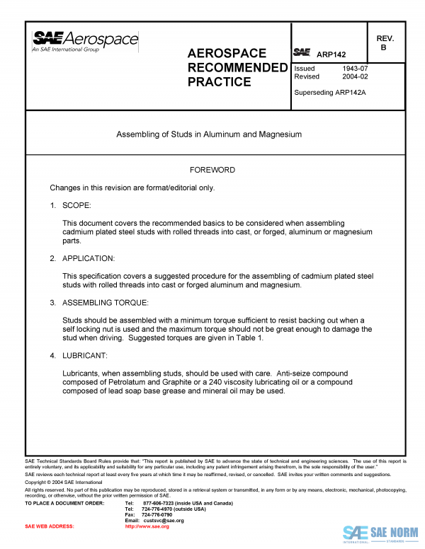 SAE ARP 142 Series PDF