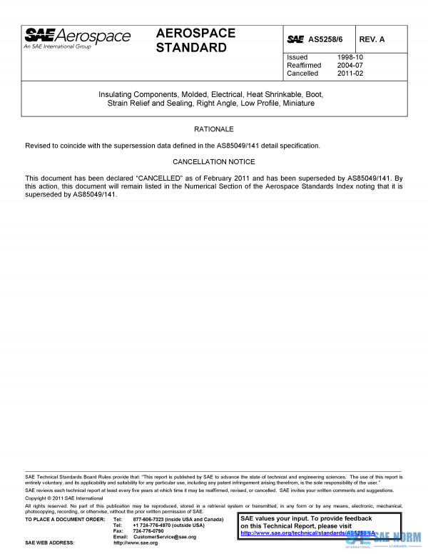 SAE AS 5258/6 Series PDF