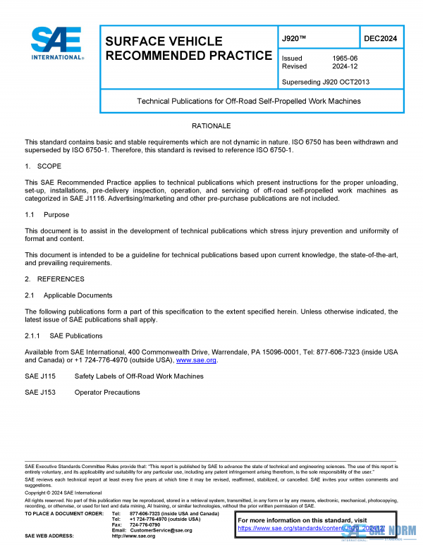 SAE J 920 Series PDF