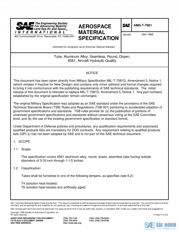 SAE AMST 7081 Series PDF