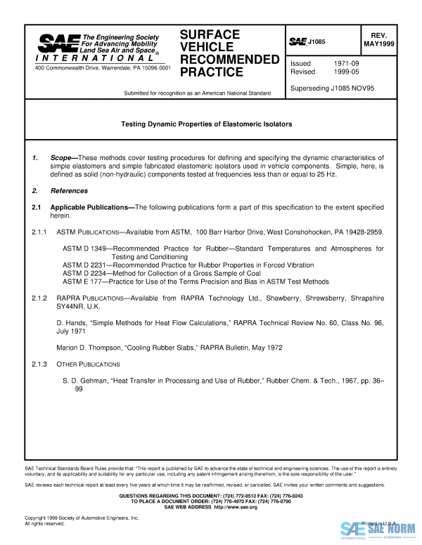 SAE J 1085 Series PDF