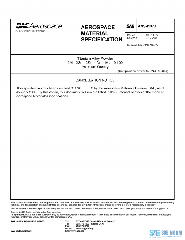 SAE AMS 4997 Series PDF