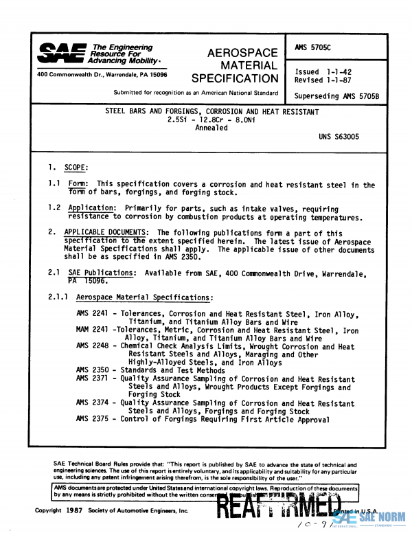 SAE AMS 5705 Series PDF