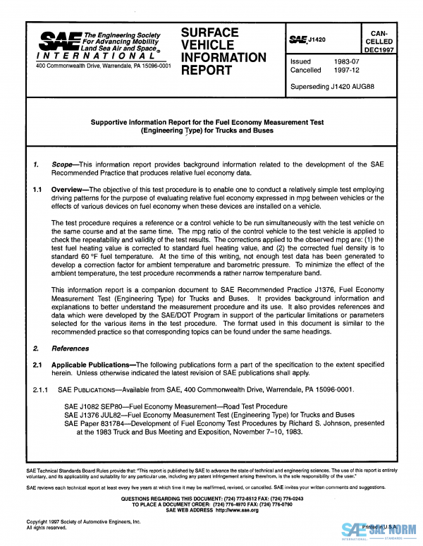 SAE J 1420 Series PDF