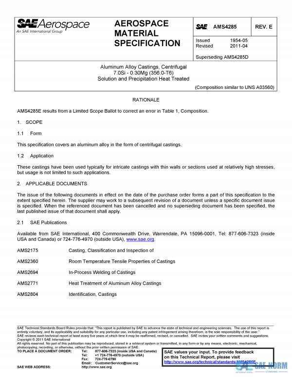 SAE AMS 4285 Series PDF