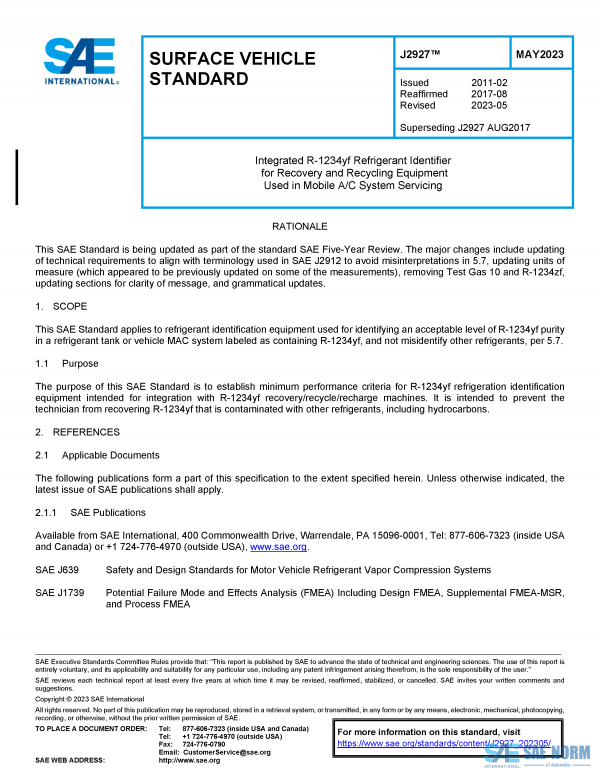 SAE J 2927 Series PDF