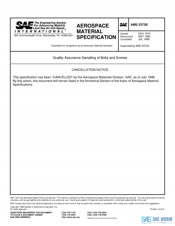 SAE AMS 2373 Series PDF