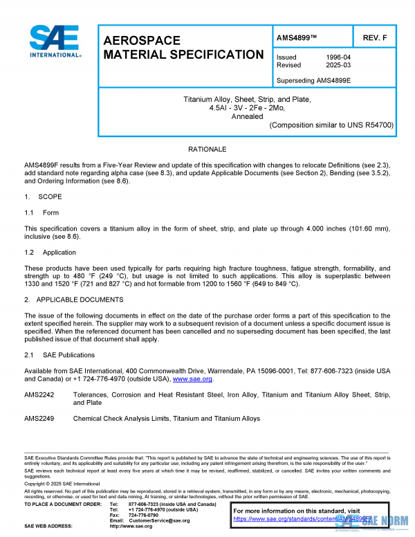 SAE AMS 4899 Series PDF
