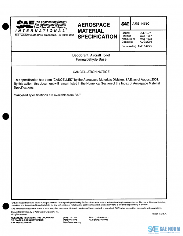 SAE AMS 1475 Series PDF