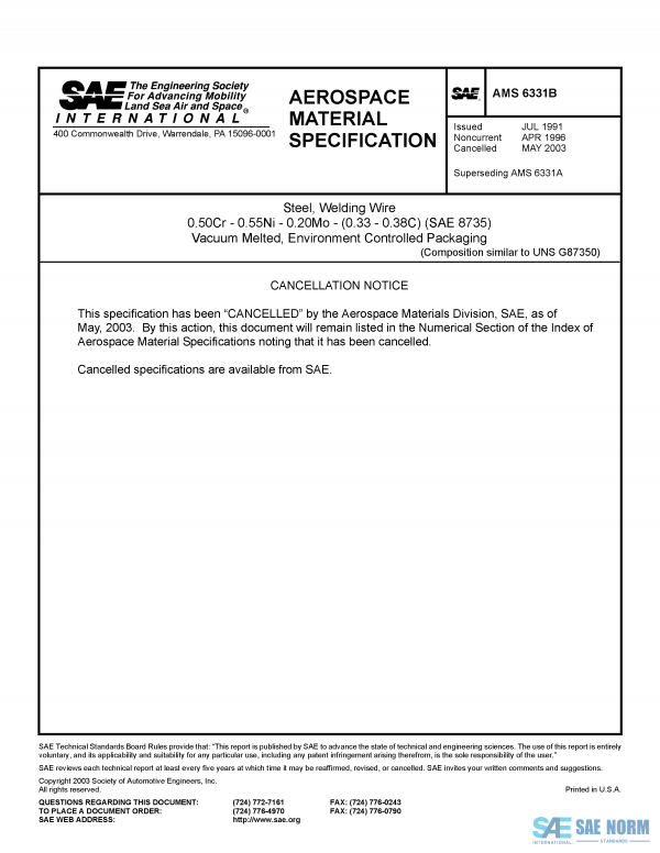 SAE AMS 6331 Series PDF
