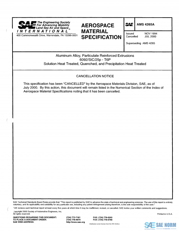 SAE AMS 4265 Series PDF
