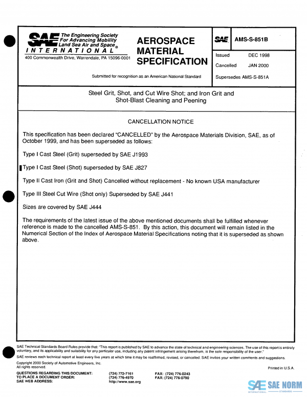 SAE AMSS 851 Series PDF