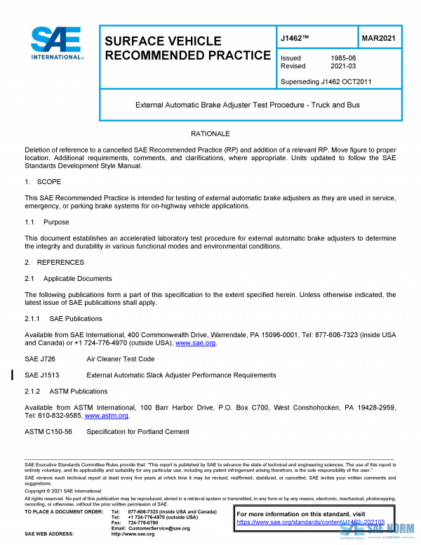 SAE J 1462 Series PDF