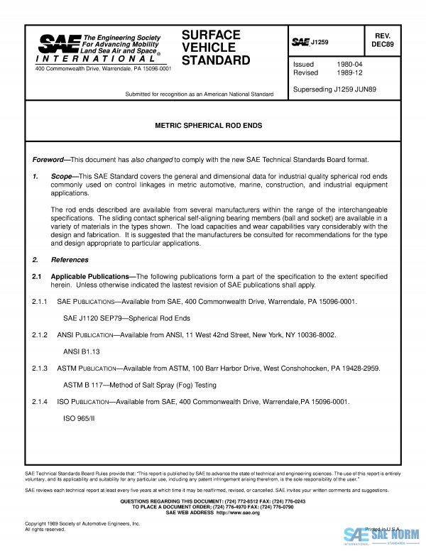 SAE J 1259 Series PDF