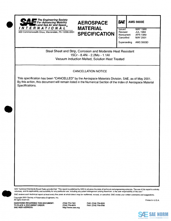 SAE AMS 5603 Series PDF