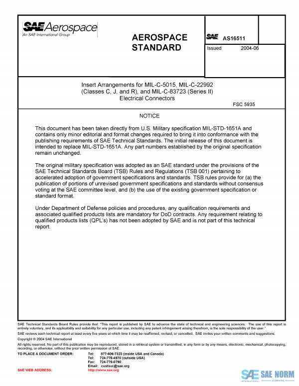 SAE AS 16511 Series PDF