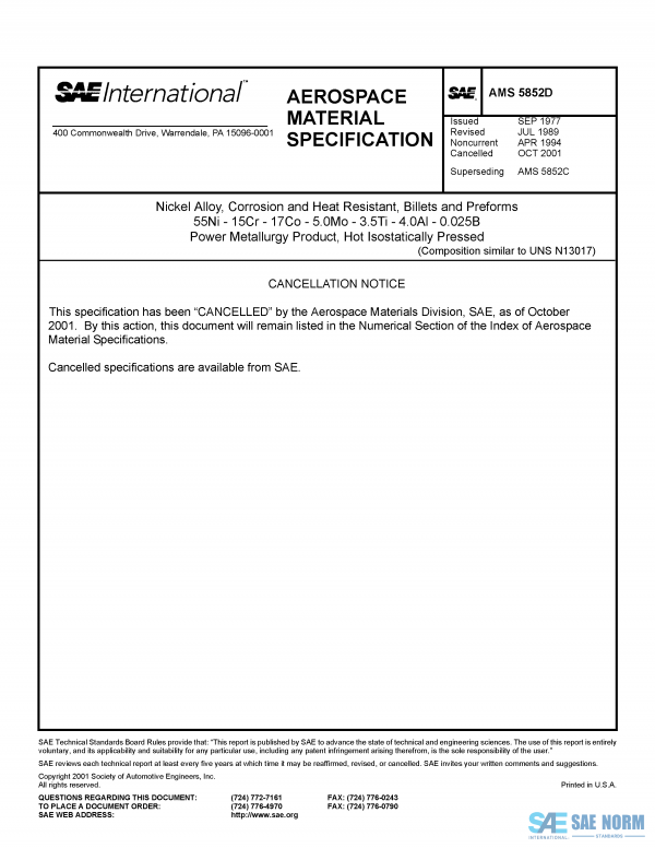 SAE AMS 5852 Series PDF
