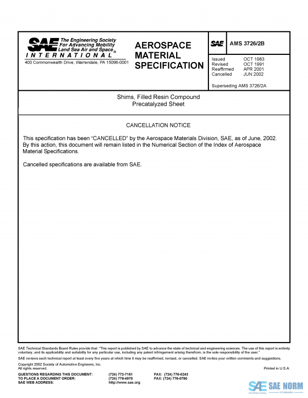 SAE AMS 3726/2 Series PDF