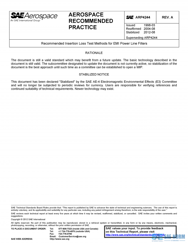 SAE ARP 4244 Series PDF