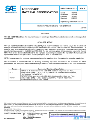 SAE AMSQQA 250/13 Series PDF