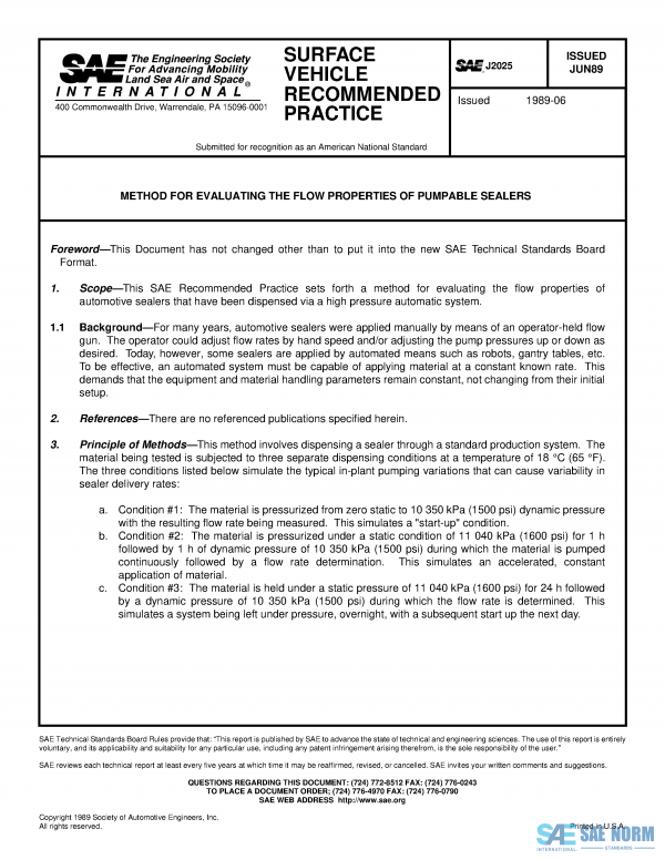 SAE J 2025 Series PDF