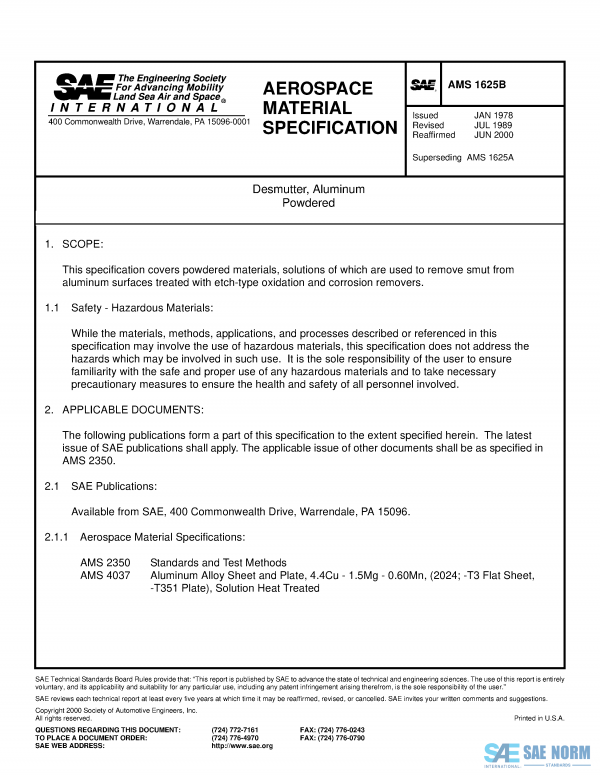 SAE AMS 1625 Series PDF