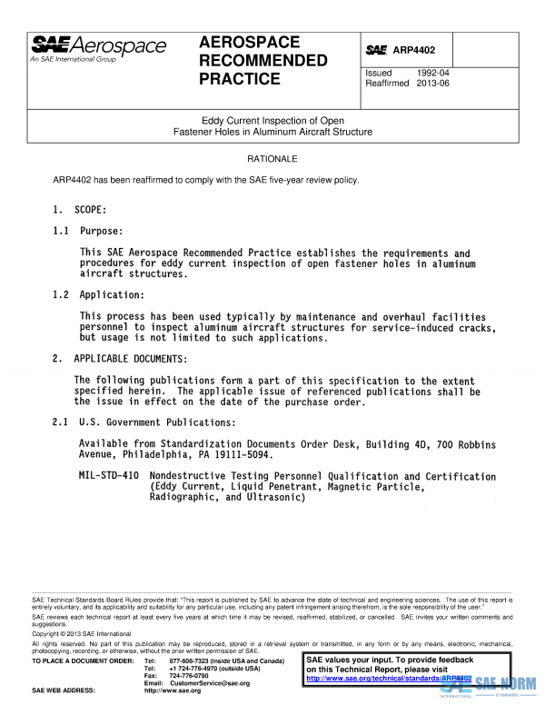 SAE ARP 4402 Series PDF