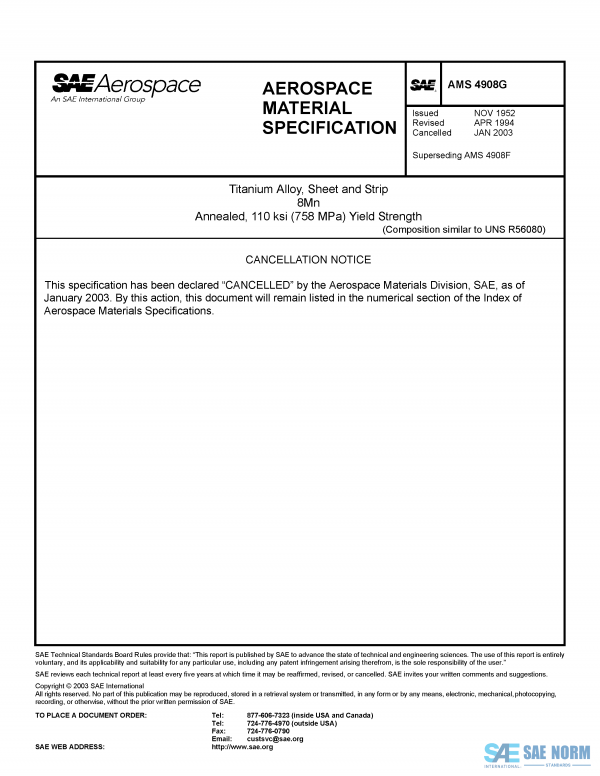 SAE AMS 4908 Series PDF