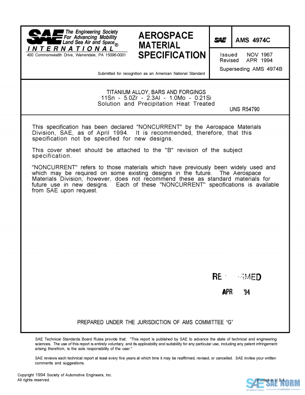 SAE AMS 4974 Series PDF