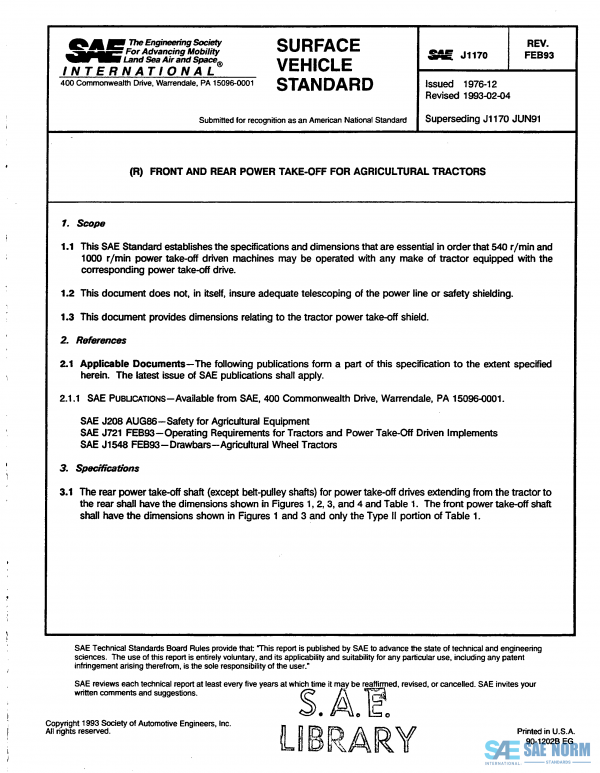 SAE J 1170 Series PDF