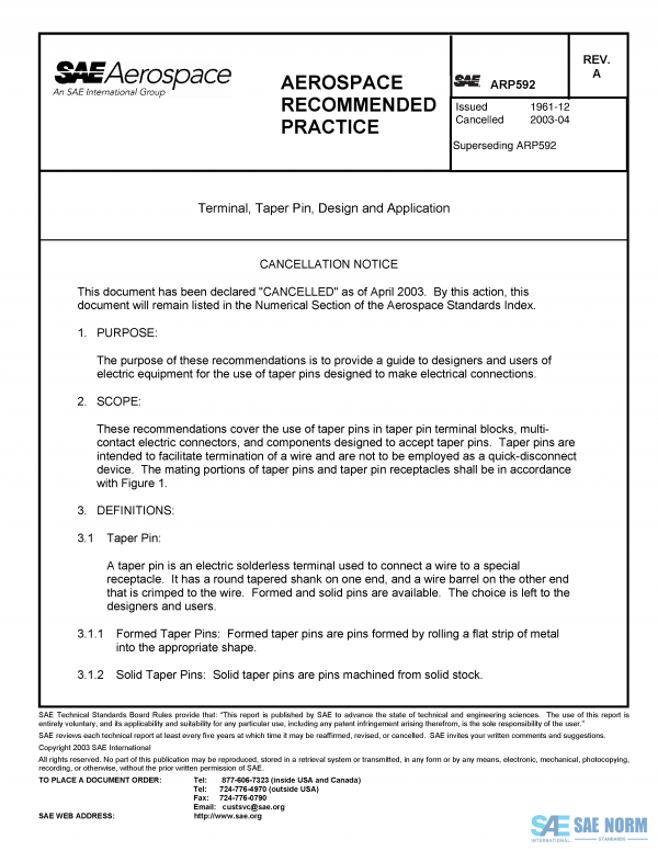 SAE ARP 592 Series PDF