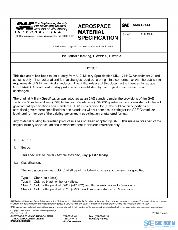 SAE AMSI 7444 Series PDF