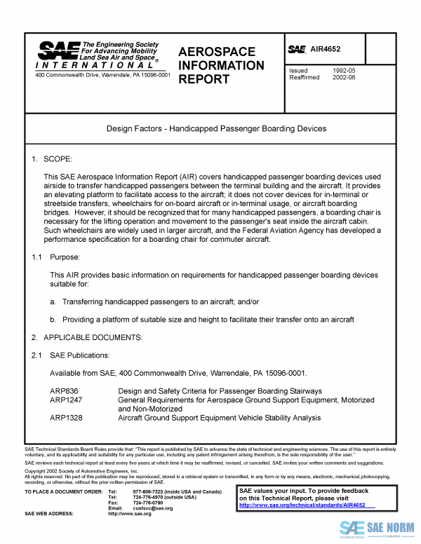 SAE AIR 4652 Series PDF