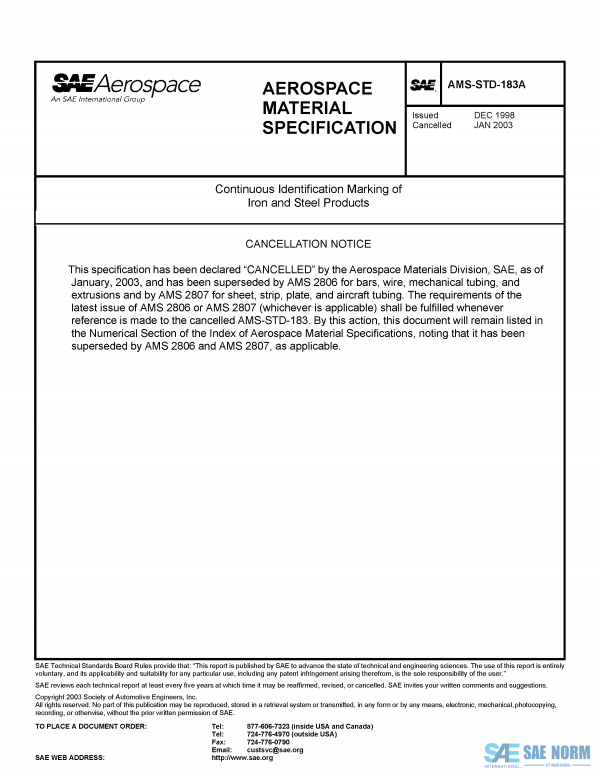 SAE AMSSTD 183 Series PDF