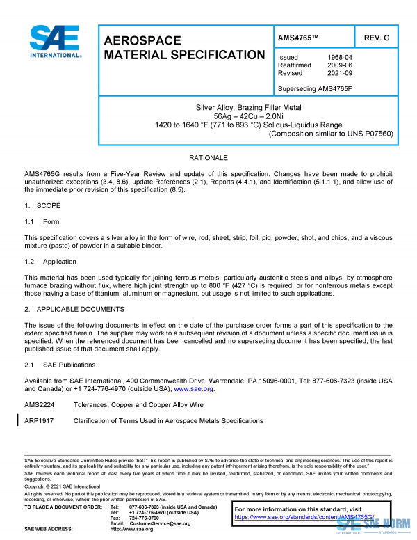 SAE AMS 4765 Series PDF