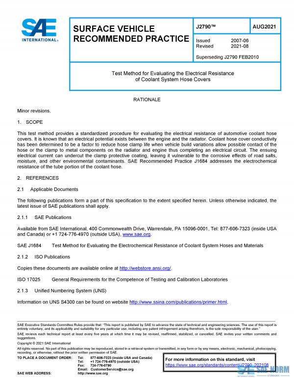 SAE J 2790 Series PDF