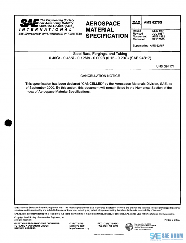 SAE AMS 6275 Series PDF