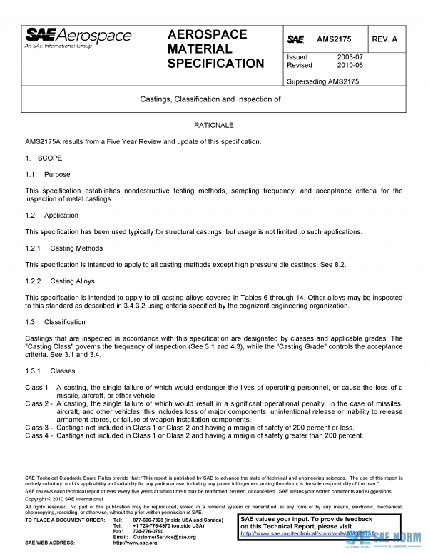 SAE AMS 2175 Series PDF