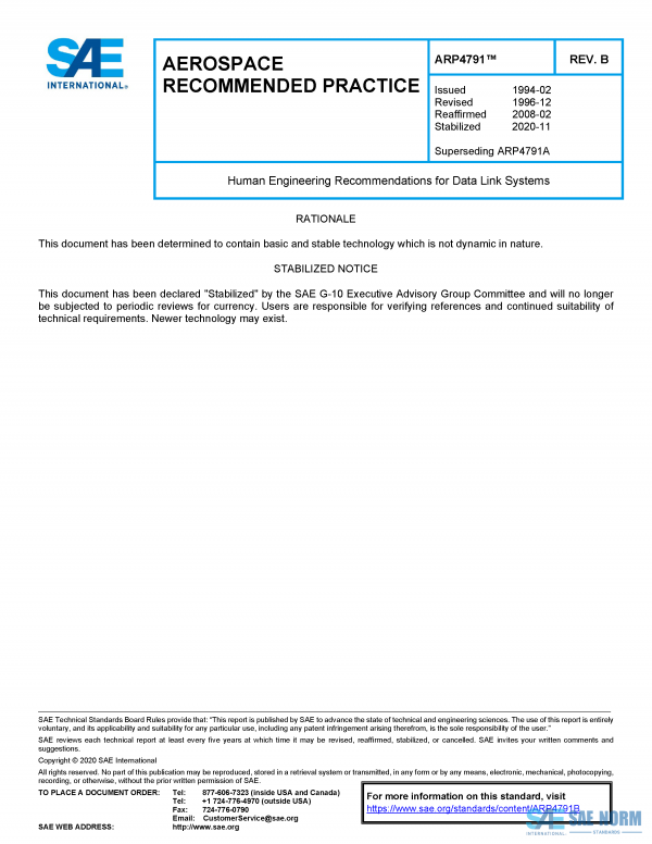 SAE ARP 4791 Series PDF