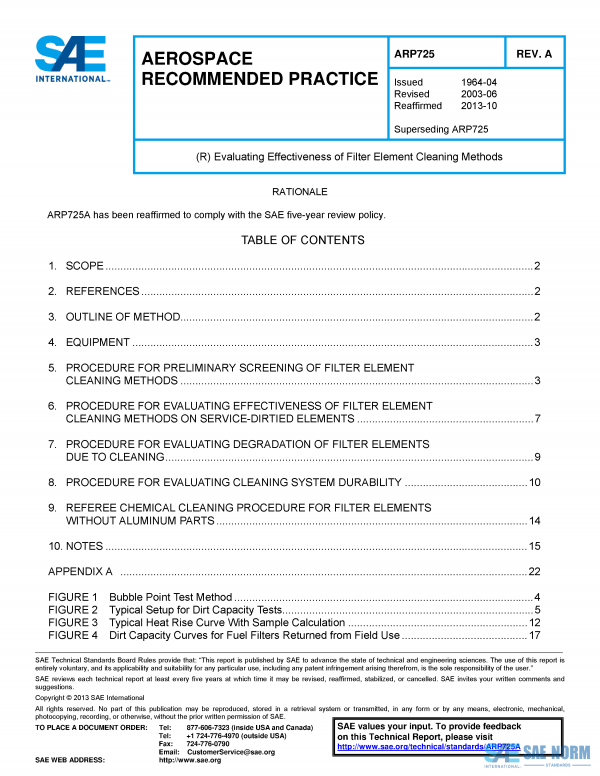 SAE ARP 725 Series PDF