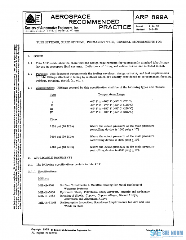 SAE ARP 899 Series PDF