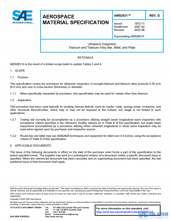 SAE AMS 2631 Series PDF