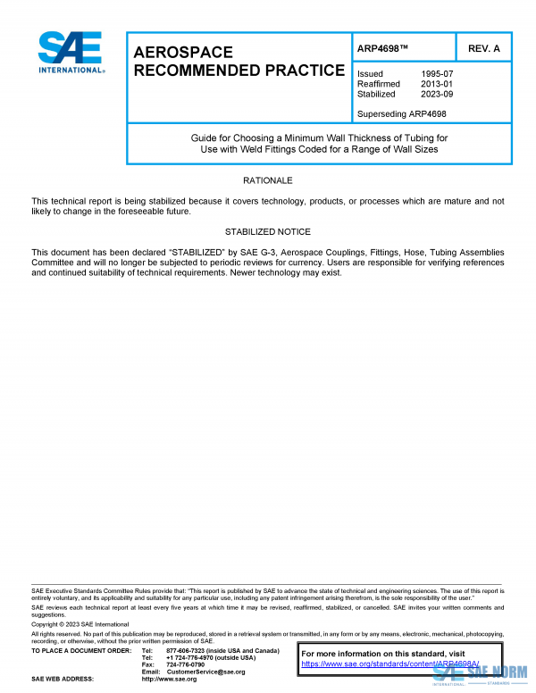 SAE ARP 4698 Series PDF